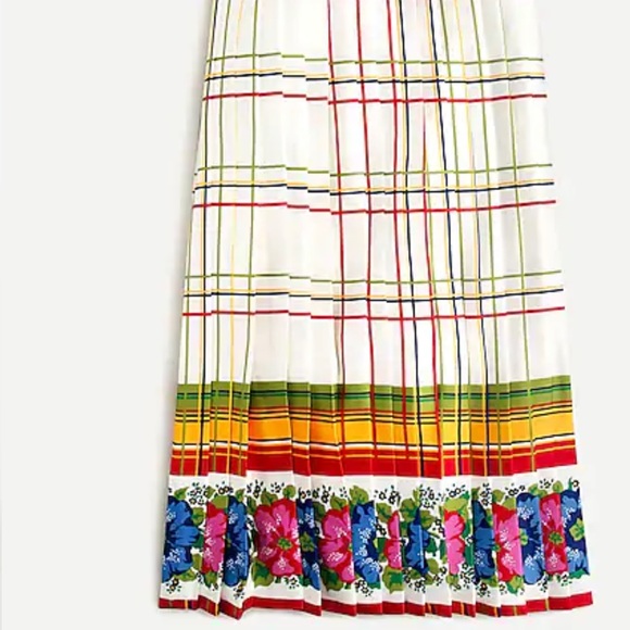 JCrew Pleated midi skirt with floral border - Picture 2 of 8